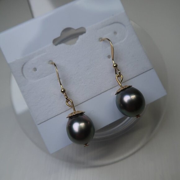 Gold Filled Tahitian Pearl Earrings - Picture 2 of 6